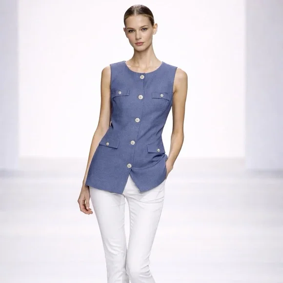 NWT Joie Chambray Vest Top - Picture 2 of 4